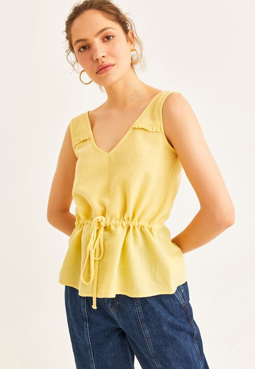 Sarı Fırfır Detaylı Atlet ( TENCEL™ )