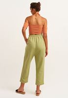 Bayan Yeşil Baggy-Fit Keten Pantolon