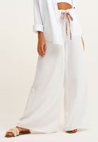 Bayan Beyaz Nature Friendly Wide-Leg Pantolon