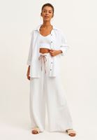 Bayan Beyaz Nature Friendly Wide-Leg Pantolon