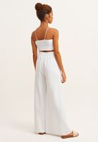 Bayan Beyaz Nature Friendly Wide-Leg Pantolon