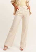 Bayan Kum Beji Linen Blend Wide-Leg Pantolon