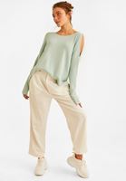 Bayan Mavi Cut-Out Omuz Detaylı Triko