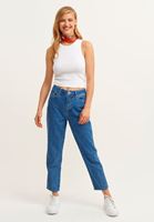 Bayan Mavi Pamuklu Mom-Fit Denim Pantolon