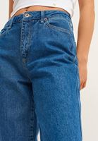 Bayan Mavi Pamuklu Mom-Fit Denim Pantolon