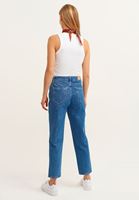 Bayan Mavi Pamuklu Mom-Fit Denim Pantolon