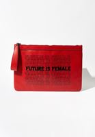 Bayan Kırmızı Slogan Baskılı Clutch