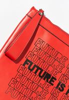 Bayan Kırmızı Slogan Baskılı Clutch