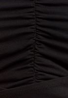 Bayan Siyah Cut-Out Büzgülü Crop Atlet (MODAL)