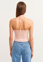 Bayan Pembe Cut-Out Büzgülü Crop Atlet (MODAL)