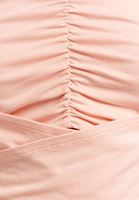 Bayan Pembe Cut-Out Büzgülü Crop Atlet (MODAL)