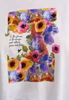 Bayan Beyaz Floral Baskılı Asimetrik Tişört ( MODAL )