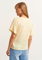 Bayan Sarı V-Neck Oversize Tişört ( MODAL )