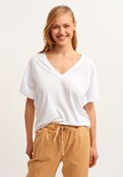 Bayan Beyaz V-Neck Oversize Tişört ( MODAL )
