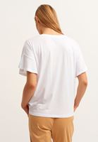 Bayan Beyaz V-Neck Oversize Tişört ( MODAL )