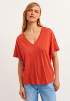 Bayan Kiremit V-Neck Oversize Tişört ( MODAL )