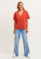 Bayan Kiremit V-Neck Oversize Tişört ( MODAL )