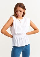 Bayan Beyaz Vatkalı Bluz ( MODAL )