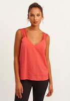 Bayan Kırmızı Dantel Askılı V-Neck Atlet (MODAL)