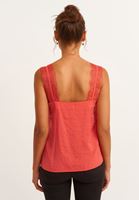 Bayan Kırmızı Dantel Askılı V-Neck Atlet (MODAL)