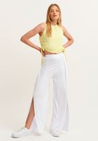 Bayan Sarı Büzgülü Crop Top (MODAL)
