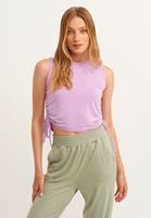 Bayan Mor Büzgülü Crop Top (MODAL)