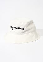 Bayan Beyaz Sloganlı Bucket Şapka