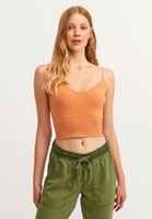 Bayan Turuncu Jakar Detaylı Dikişsiz Atlet