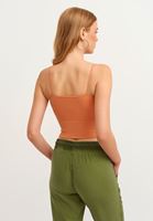 Bayan Turuncu Jakar Detaylı Dikişsiz Atlet