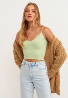 Bayan Yeşil Jakar Detaylı Dikişsiz Atlet