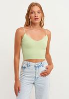 Bayan Yeşil Jakar Detaylı Dikişsiz Atlet