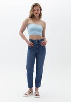Straplez Crop Top ve Skinny Pantolon Kombini