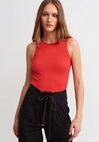 Bayan Kırmızı Dikişsiz Halter-Neck Tank Top
