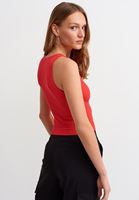 Bayan Kırmızı Dikişsiz Halter-Neck Tank Top