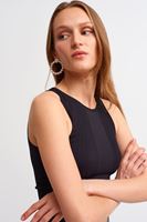 Bayan Siyah Dikişsiz Halter Yaka Tank Top