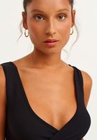 Bayan Siyah Seamless Kruvaze Crop Top