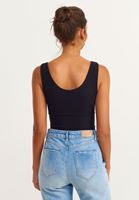 Bayan Siyah Seamless Kruvaze Crop Top