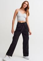 Bayan Gri Dikişsiz İnce Askılı Crop Top