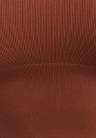 Bayan Kahverengi Dikişsiz İnce Askılı Crop Top