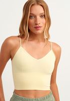 Bayan Sarı Dikişsiz Crop Top