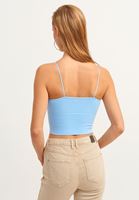 Bayan Mavi Dikişsiz Crop Top