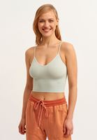 Bayan Yeşil/Gri Dikişsiz Crop Top