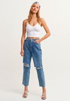 Bayan Beyaz Dikişsiz Crop Top