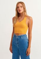 Bayan Turuncu Çapraz Askılı Seamless Crop Top