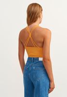Bayan Turuncu Çapraz Askılı Seamless Crop Top