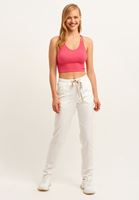 Bayan Pembe Çapraz Askılı Seamless Crop Top