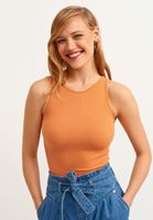Bayan Turuncu Jakarlı Dikişsiz Crop Top