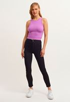 Bayan Mor Jakarlı Dikişsiz Crop Top