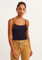 Bayan Siyah İnce Askılı Seamless Crop Top