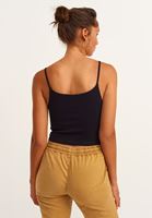 Bayan Siyah İnce Askılı Seamless Crop Top